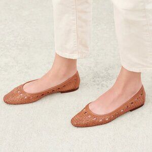 loeffler randall maura ballet flats woven braided timber brown leather 9